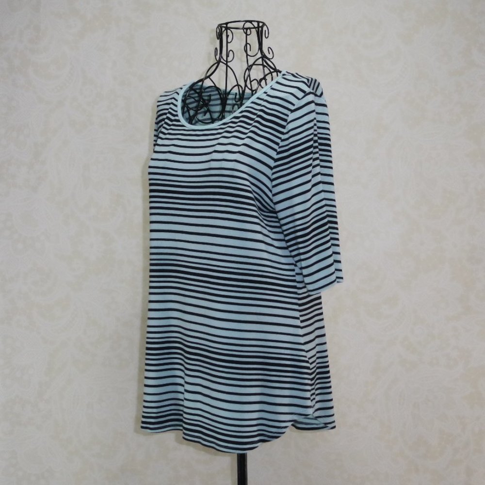 Apt. 9 Teal Black Relaxed Fit Blouse